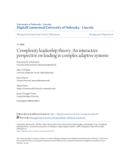Complexity leadership theory - DigitalCommons@University of