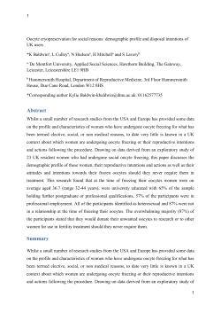 Key words: oocyte cryopreservation, social egg