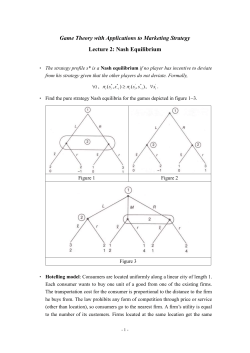 Game Theory with Applications to Marketing Strategy Lecture 2