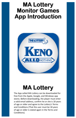 MA Lottery Monitor Games App Introduction MA Lottery