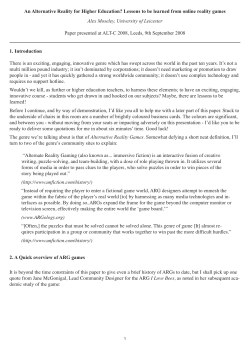 An Alternative Reality for Higher Education?