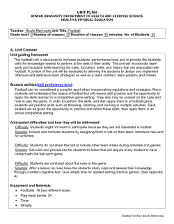 Football Unit Plan - Rowan University
