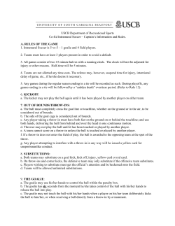 Captain`s Information and Rules. A. RULES OF THE GAME 1. In