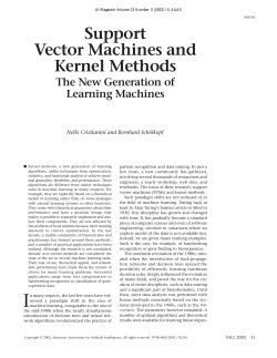Support Vector Machines and Kernel Methods: The New Generation