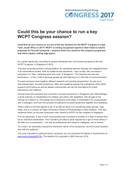 Could this be your chance to run a key WCPT Congress session