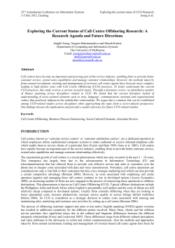 Exploring the Current Status of Call Centre Offshoring Research