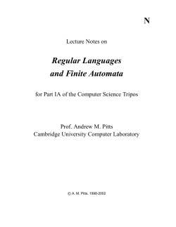 N Regular Languages and Finite Automata