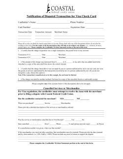 Notification of Disputed Transaction for Visa Check Card