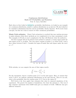 Continuous distributions Math 217 Probability and Statistics