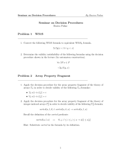 Seminar on Decision Procedures Problem 1 WS1S