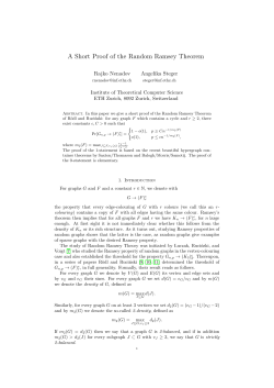 A Short Proof of the Random Ramsey Theorem - ETH