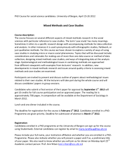Mixed Methods and Case Studies
