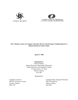 The Voluntary Sector in Canada: Literature Review and Strategic