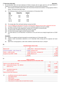Bank Reconciliation Statement as at 31 March 2012