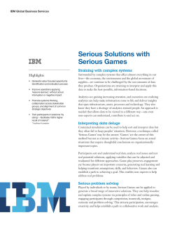 Serious Solutions with Serious Games