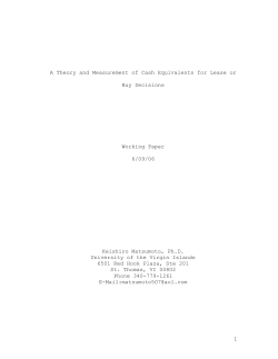 A Theory and Measurement of Cash Equivalents for Lease or Buy
