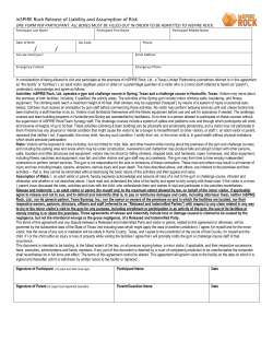 inSPIRE Rock Release of Liability and Assumption of Risk