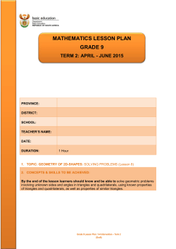 24 GEOMETRY OF 2D SHAPES Term 2 Lesson 8 Grade 9