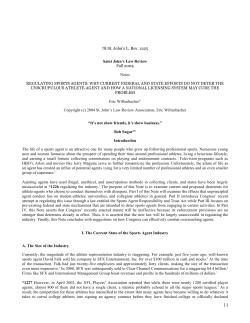 regulating sports agents why current federal and state efforts do