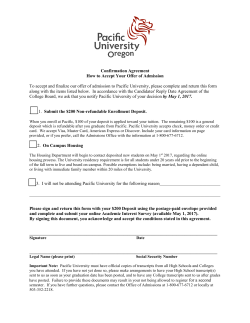 Confirmation Agreement How to Accept Your Offer of Admission To