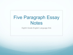 Five Paragraph Essay PowerPoint