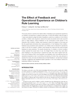 The Effect of Feedback and Operational Experience on