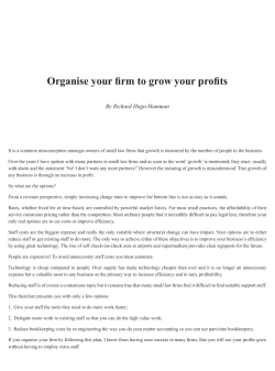 Organise your firm to grow your profits