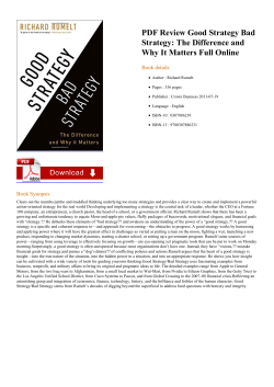 PDF Review Good Strategy Bad Strategy: The