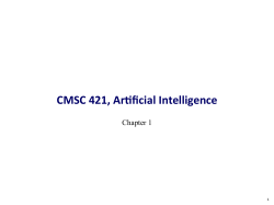 CMSC 421, Ar ficial Intelligence