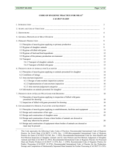 Codex Code of Hygienic Practice for Meat