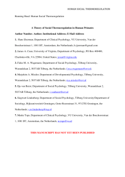 Human Social Thermoregulation A Theory of Social