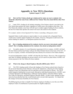 AANDC Questions and Answers - First Nations Schools Association