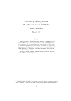 Maximizing a binary relation on convex subsets of its domain