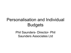Personalisation and Individual Budgets