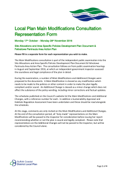Local Plan Main Modifications Consultation Representation Form