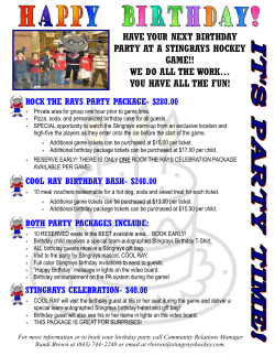 HAVE YOUR NEXT BIRTHDAY PARTY AT A STINGRAYS HOCKEY