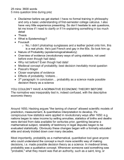 Ian Hacking Emergence of Probability Presentation Future