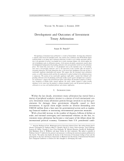 Development and Outcomes of Investment Treaty Arbitration