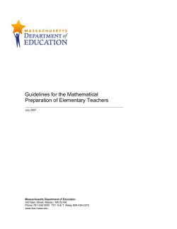 of Elementary Teachers - Massachusetts Department of Elementary