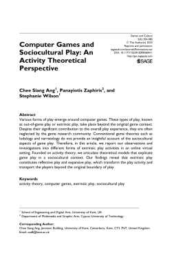 Computer Games and Sociocultural Play: An Activity