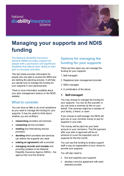 Managing your supports and NDIS funding