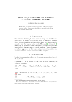 SOME INEQUALITIES FOR THE TRIANGLE INVOLVING