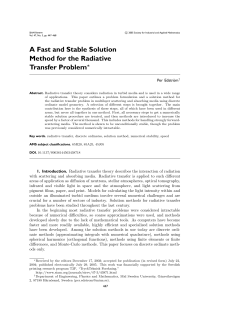 A Fast and Stable Solution Method for the Radiative Transfer Problem