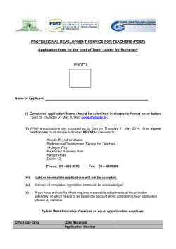Application form for the post of Team Leader for Numeracy