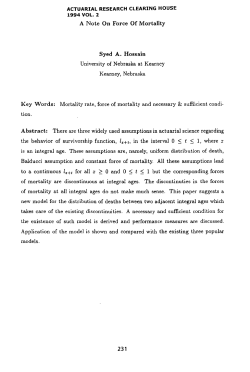 Actuarial Research Clearing House 1994 VOL. 2 A Note On Force