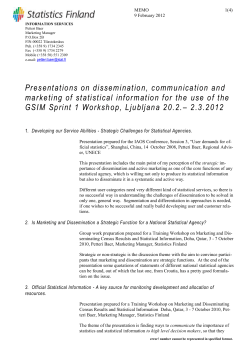 Presentations on dissemination, communication and marketing of