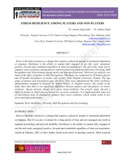 issn: 2319-3050 stress resilience among players and non