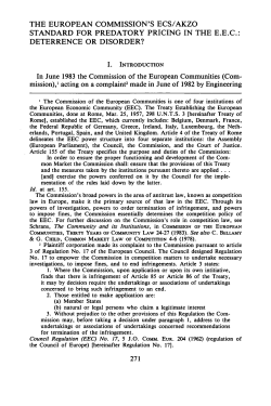 The European Commission`s ECS/AKZO Standard for Predatory