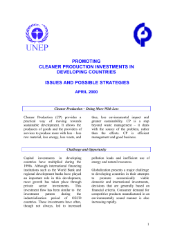 Promoting Cleaner Production Investments in Developing Countries