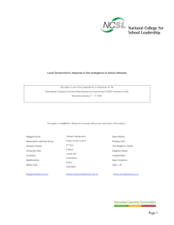 Local Government`s response to the emergence of school networks
